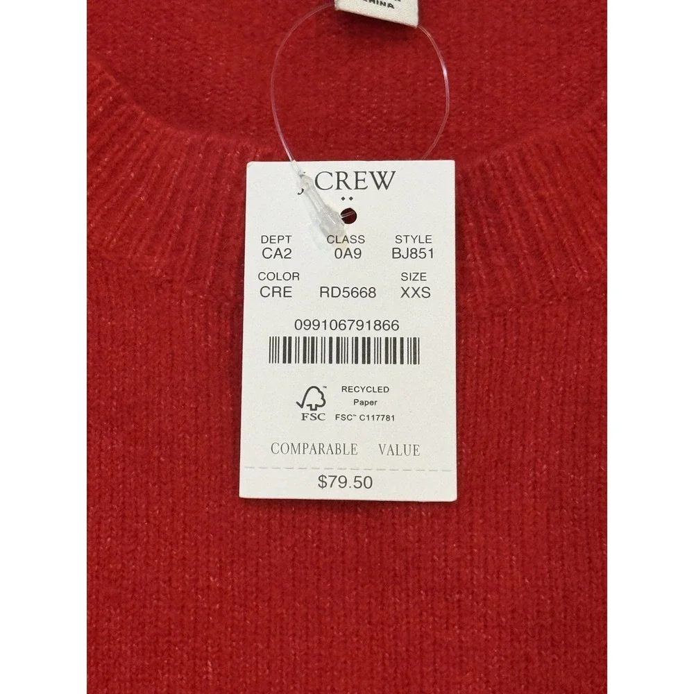 J.Crew NWT Extra Soft Wool Blend Red Sweater XXS